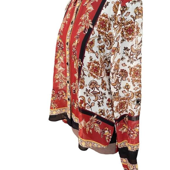 INC  International Concepts Sheer Print Long Sleeve Blouse Size M - Picture 7 of 16